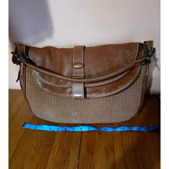 Vintage Carla Marci Made In Italy Genuine Leather Woven Shoulder Bag Large - Picture 1 of 11